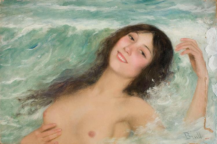 Nude Female Bust Between the Waves - Joan Brull