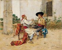 Two Inhabitants of the Valencia Huerta (Drinking Wine) - Joaquin Agrasot y Juan