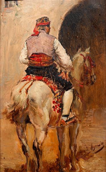 A Picador on a Grey Horse - Joaquin Agrasot y Juan