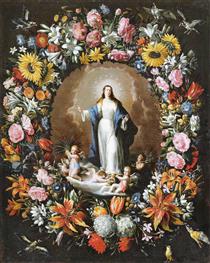 Garland With The Immaculate Conception - Juan van der Hamen