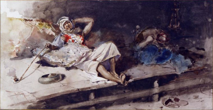 The opium smoker, 1867 - Мариано Фортуни