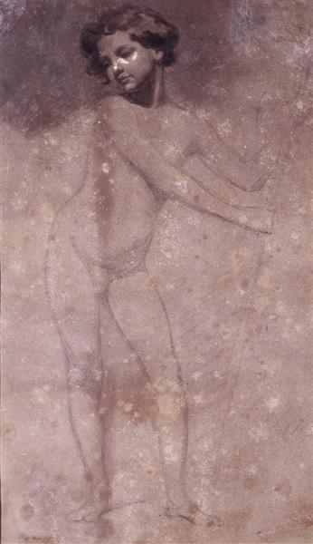 Naked boy with spear - Маріано Фортуні