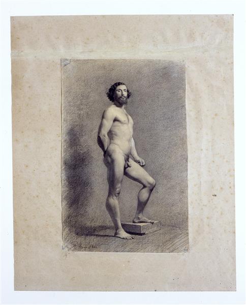 Three quarter male nude, 1861 - Маріано Фортуні