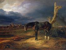 Ownerless Horse on the Battlefield at Moshaisk in 1812 - Oswald Achenbach