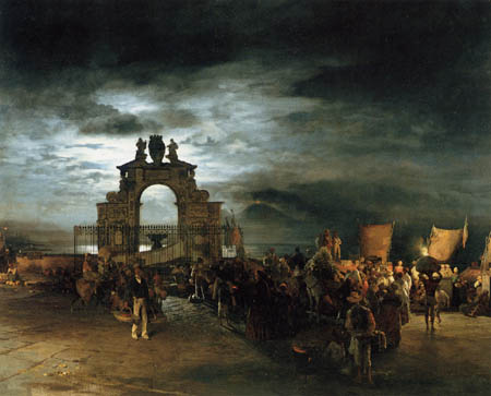 Night festival of Santa Lucia (Napoli), 1884 - Освальд Ахенбах