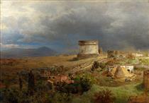 Via Appia with the tomb of Caecilia Metell - Oswald Achenbach