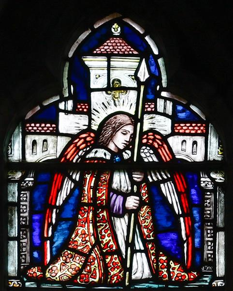 Loughrea St. Brendan's Cathedral. An Angel Holding a Lance, c.1908 - Sarah Purser