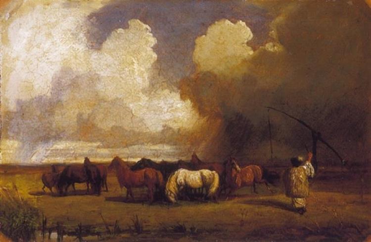Storm in the Puszta, c.1862 - Károly Lotz