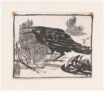 Screaming crow, standing to the left - Jan Mankes