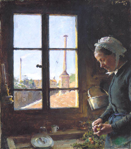 Portrait de sa mère épluchant un navet devant une fenêtre, 1887 - Émile Friant
