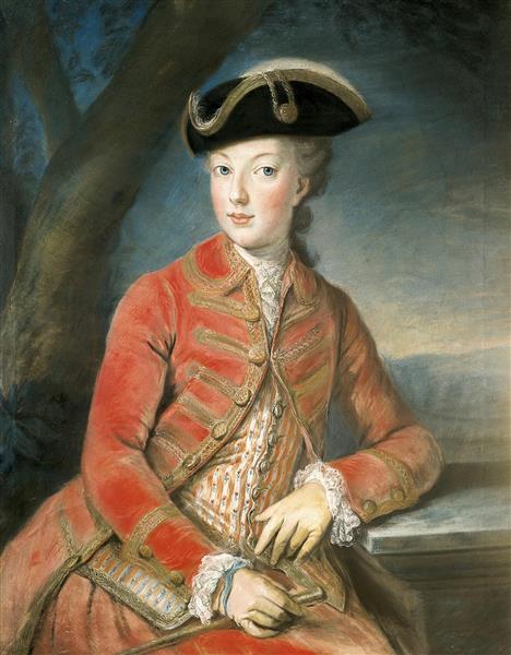 Marie Antoinette in a red hunting costume, 1771 - Joseph Kreutzinger