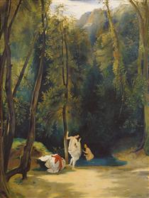 Women Bathing in the Park at Terni - Карл Блехен