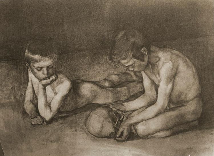 : Boy with Skull, 1893 - Магнус Енкель