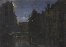 Houses and Water by Moonlight, Venice - Thomas Stuart Smith