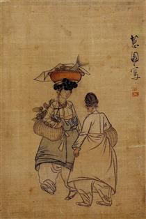 Women at Fish Market - Син Юн Бок