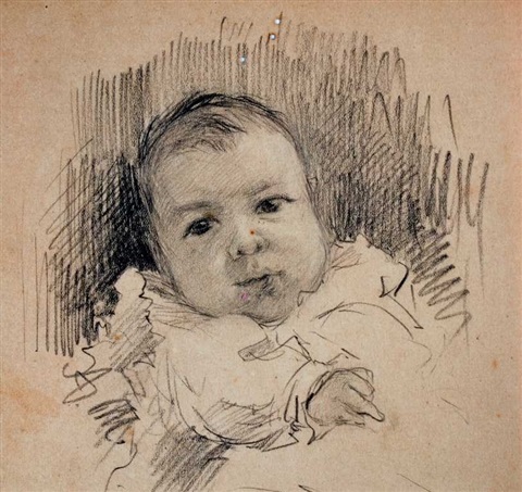 Portrait of a Baby - Adolph von Menzel