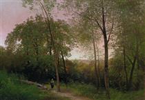 A Walk Along a Path at Sunset - Hermann Ottomar Herzog