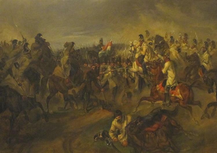 Attack by Dragoon Regiment No. 3 against Hungarian insurgents in the Battle of Raab on June 28 1849, c.1850 - Johann Nepomuk Passini