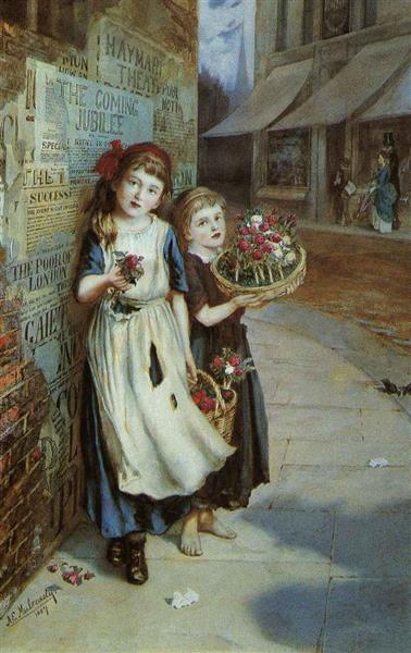 Little Flower Sellers, 1887 - Augustus Edwin Mulready