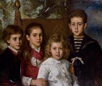 Portrait of the children of Paul Pavlovich Demidoff - Алексей Алексеевич Харламов