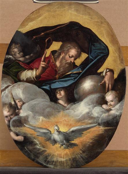 God the father with the holy spirit and angels, c.1582 - Bartholomäus Spranger