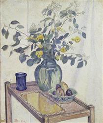 Still Life. Eucalyptus and Chrysanthemums - Lucien Pissarro