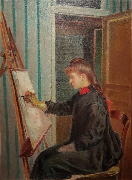 Jeune fille dessinant, c.1887 - Léo Gausson