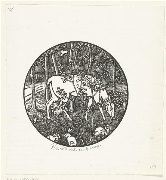 Grazend hert - Lucien Pissarro