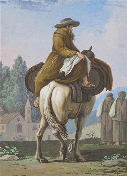 Monk with barrels on horse, 1799 - Saverio della Gatta
