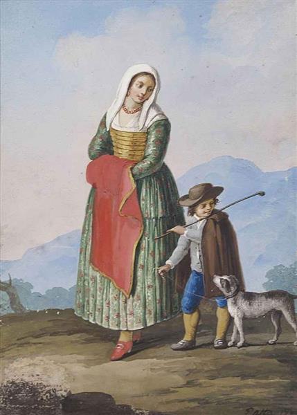 Woman with boy and dog, 1799 - Saverio della Gatta