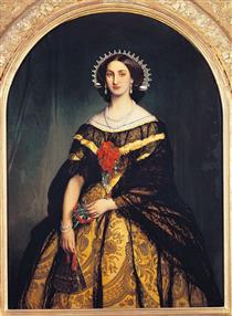 Portrait of Archduchess Carlotta in Brianza costume - Jean-François Portaels