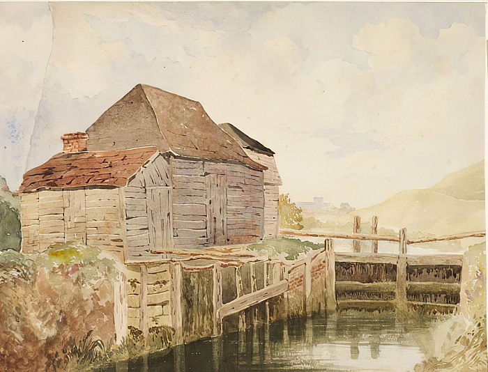 Old Mill and Lock Gates (St.Catherine's), c.1820 - c.1840 - Уильям Генри Хант