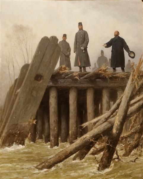 Franz Joseph I on Taborbrucke, 1862 (Floods of February 1862), c.1862 - August von Pettenkofen