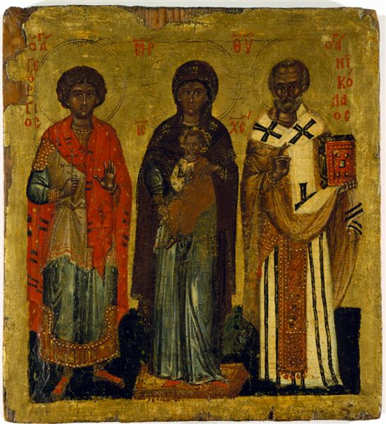 The Virgin and Child with Saints Nicholas and George, c.1400 - Orthodox Icons