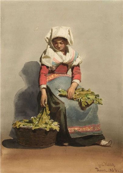 Peasant girl with basket of vegetables, 1853 - Карл Хаг