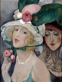Two Cocottes with Hats - Gerda Wegener