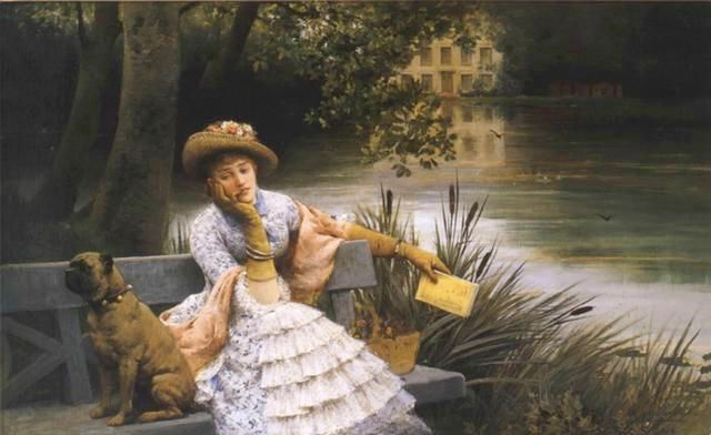 Daydreaming in the park, c.1875 - Maurice Poirson