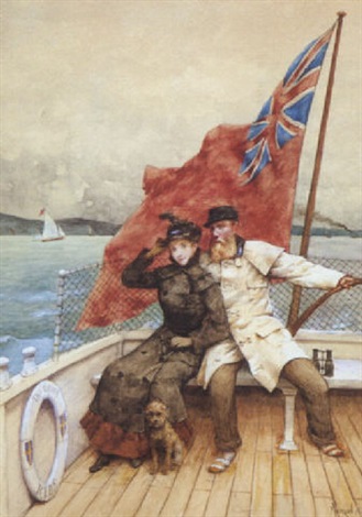 At the helm of the "Daisy", 1878 - Maurice Poirson