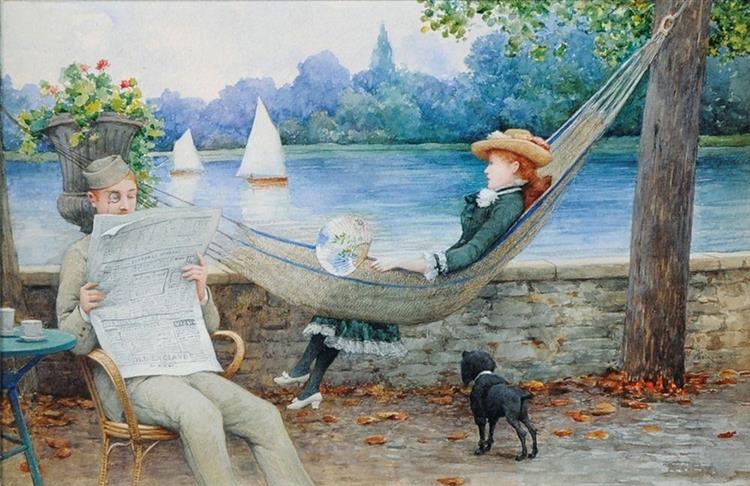 Vichy, a nap in the park on the banks of the Allier, 1880 - Maurice Poirson
