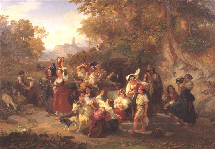 Neapolitan Peasants at a Fountain, 1859 - Penry Williams