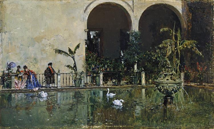 Pond In The Gardens Of The Alcazar Of Seville, 1868 - Раймундо Мадрасо