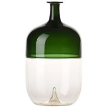 Venini Medium Bolle Glass Vase in White and Green - Tapio Wirkkala