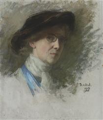 Self-Portrait, with Black Hat - Thérèse Schwartze