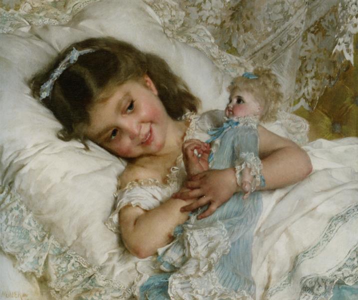 Girl with a doll, 1881 - Émile Munier