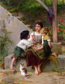 Playing with the kittens - Émile Munier