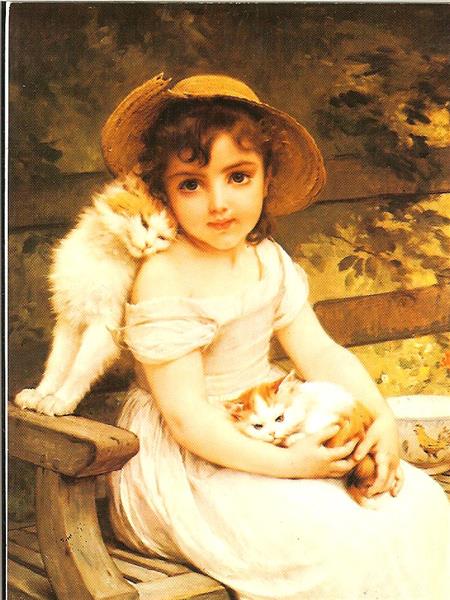 Girl with kittens - Émile Munier - WikiArt.org