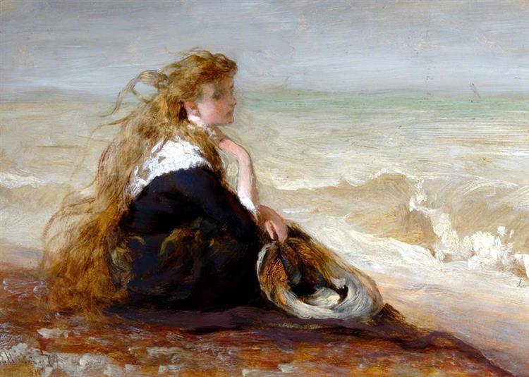 Girl seated by shore, 1878 - George Elgar Hicks