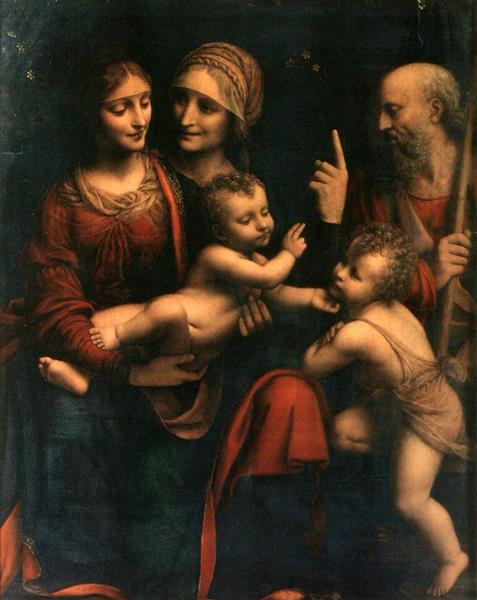 Holy Family with Saint Anne and the infant John the Baptist - Бернардино Луини