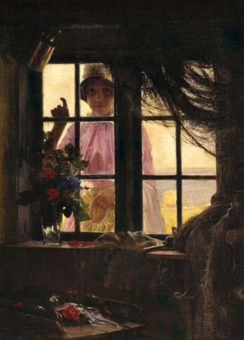 A Young Woman Knocking at the Fisherman’s Window - Carl Bloch