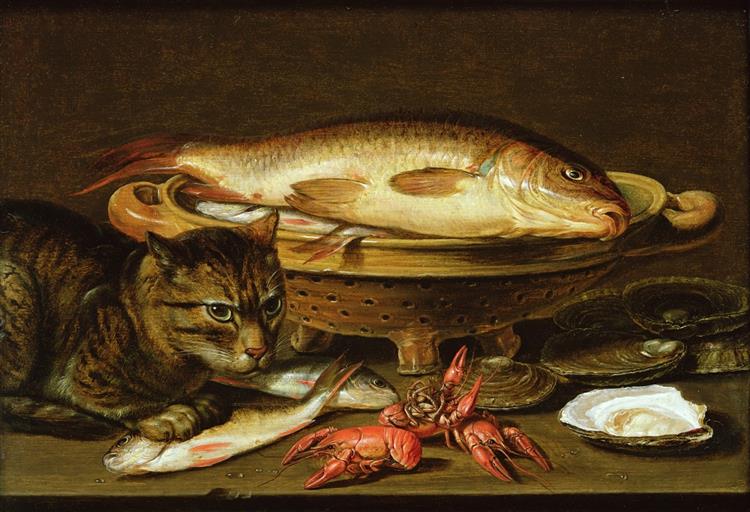 Still Life of Fish and Cat, c.1620 - Clara Peeters